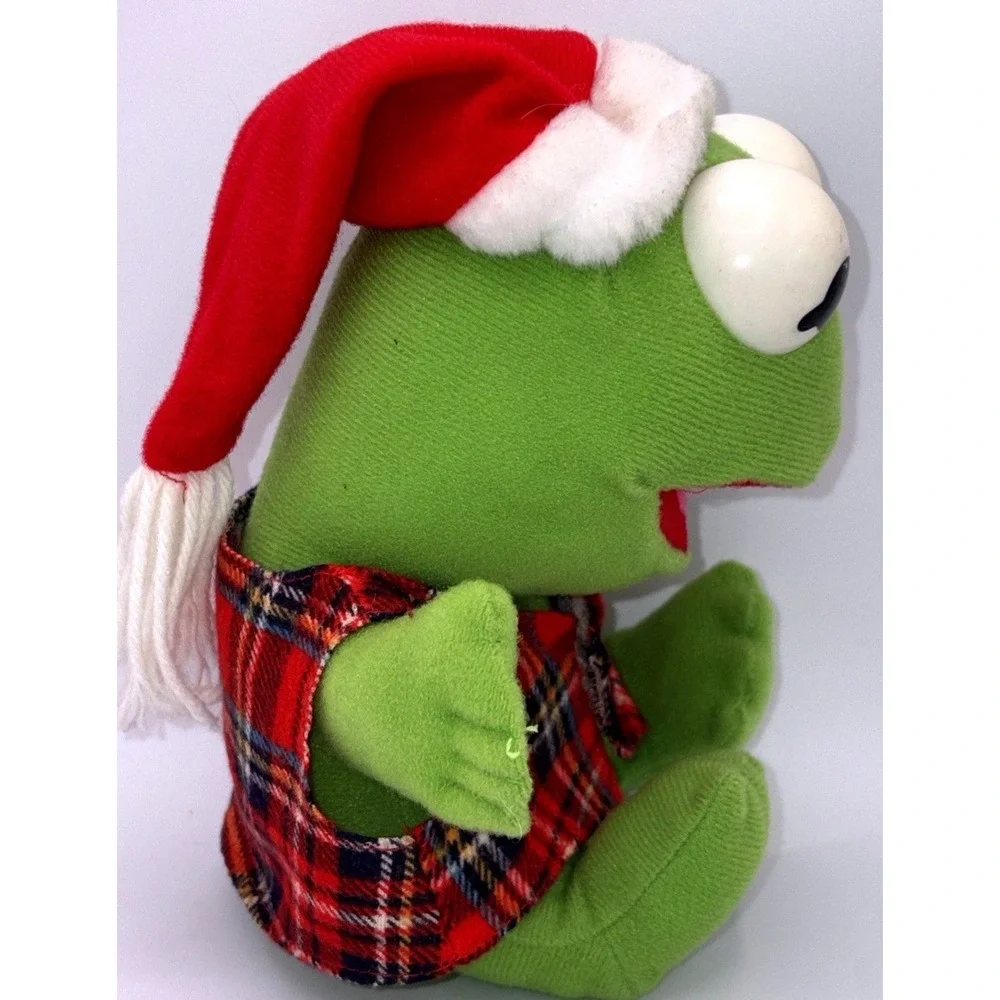 VTG 1988 McDonald's Muppet Babies Christmas Kermit  Plush Santa hat Plaid Vest
